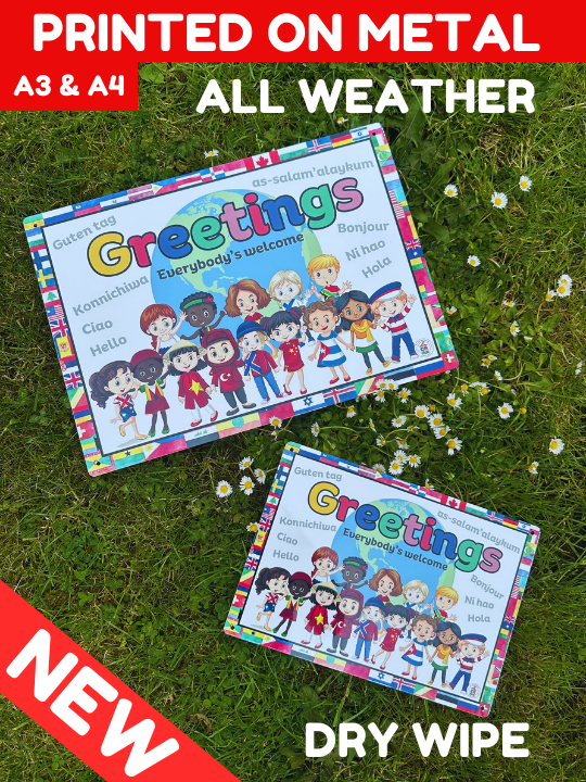 NEW!! Outdoor - Multicultural Greetings - Welcome Board